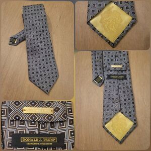 Donald J. Trump Signature Collection Mens 100% Silk Tie Geometric Square Pattern